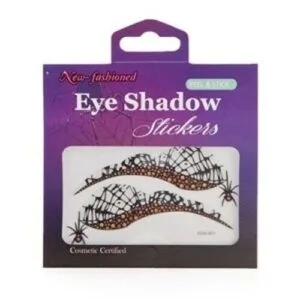 Eye Shadow Stickers Orange & Black Spooky Web Spiders Halloween Eyesha